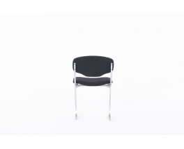 Chaises Pierre Pichard chrome bouclette noir édition Ligne Roset 1970 set de 8