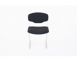 Chaises Pierre Pichard chrome bouclette noir édition Ligne Roset 1970 set de 8