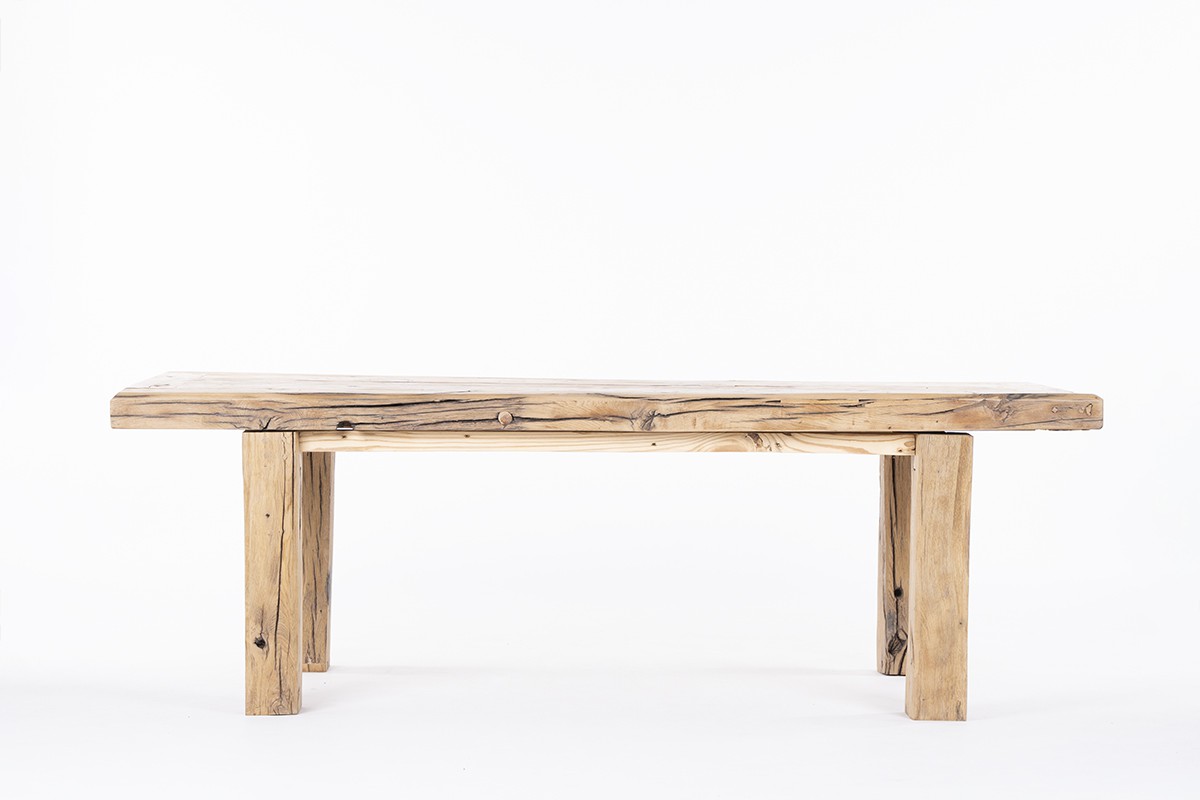 Rectangular dining table in oak brutalist design 1950