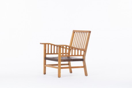 Francis Jourdain armchair in beech and brown leather 1930