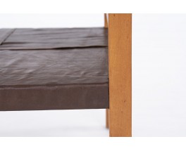 Fauteuil Francis Jourdain en hêtre et cuir marron 1930