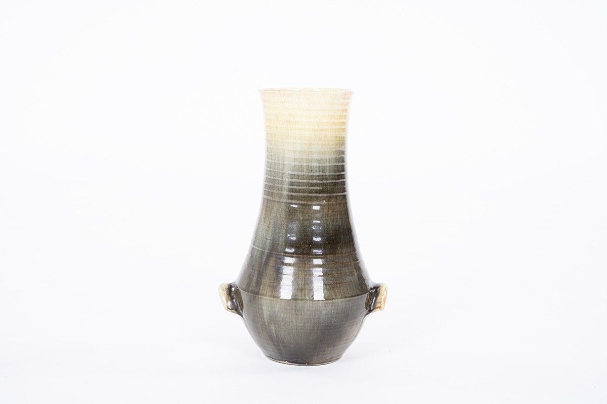 Vase Accolay en céramique verte 1960