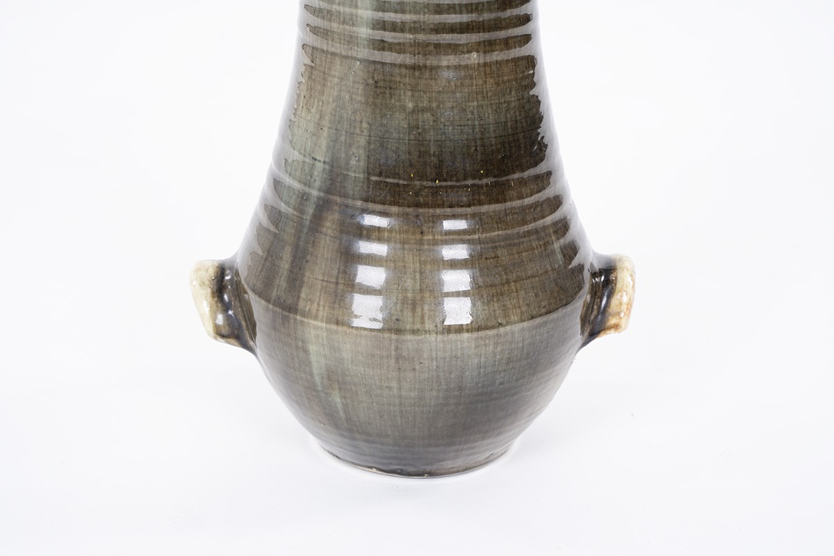 Vase Accolay en céramique verte 1960