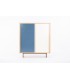 Andre Sornay wardrobe in blond mahogany and beige blue lacquer 1960