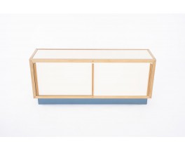 Andre Sornay 2-door sideboard in mahogany and beige blue lacquer 1960