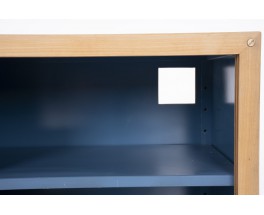 Andre Sornay 2-door sideboard in mahogany and beige blue lacquer 1960