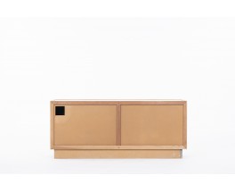 Andre Sornay 2-door sideboard in mahogany and beige blue lacquer 1960