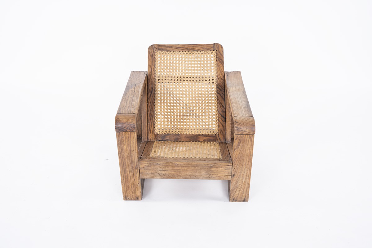 Armchair in zebrano and caning 1950