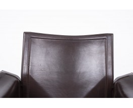 Tito Agnoli armchairs in brown leather by Matteo Grassi 1970 set of 2