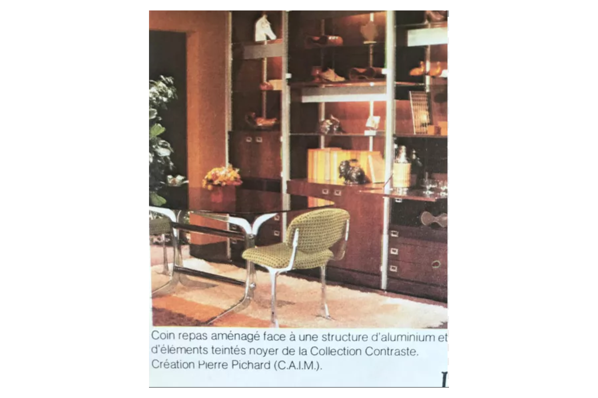 Pierre Pichard chairs chrome black fabric edition Ligne Roset 1970 set of 8