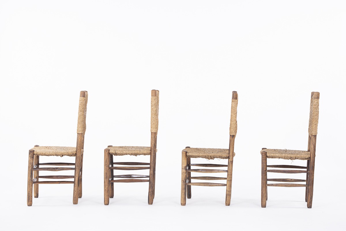 Chairs In Ash and Straw 1950 Set of 4