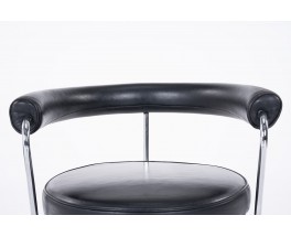 Charlotte Perriand armchairs model LC7 chrome and black leather edition Cassina 1970