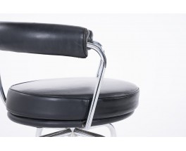 Charlotte Perriand armchairs model LC7 chrome and black leather edition Cassina 1970