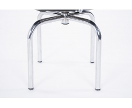 Fauteuils Charlotte Perriand modèle LC7 chrome et cuir noir édition Cassina 1970