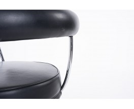 Charlotte Perriand armchairs model LC7 chrome and black leather edition Cassina 1970