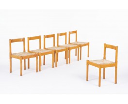 Vico Magistretti chairs model Carimate beech and straw edition Cassina 1960 set of 6