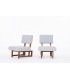 Andre Sornay low chairs in mahogany and grey Kvadrat fabric 1960 set of 2