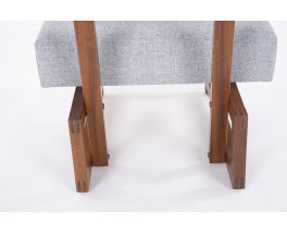 Andre Sornay low chairs in mahogany and grey Kvadrat fabric 1960 set of 2