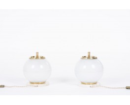 Table lamps model Holophane in brass and marble Italian design 1960 set of 2