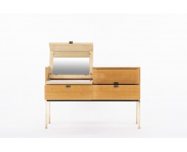 Commode Roger Landault en citronnier et laiton 1950