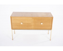 Commode Roger Landault en citronnier et laiton 1950