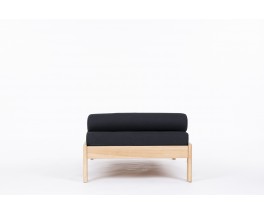 Daybed petit modèle en orme et tissu lin noir 1980