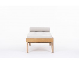 Daybed en chêne cérusé et tissu lin design Art Déco 1930