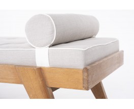 Daybed en chêne cérusé et tissu lin design Art Déco 1930