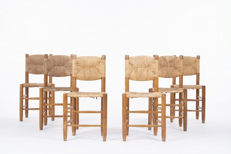 Charlotte Perriand chairs model Bauche n°19 edition Steph Simon 1950 set of 6