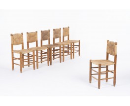 Charlotte Perriand chairs model Bauche n°19 edition Steph Simon 1950 set of 6