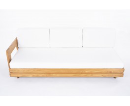 Daybed in elm and Maison Thevenon fabric 1980