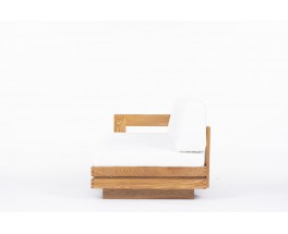 Daybed in elm and Maison Thevenon fabric 1980