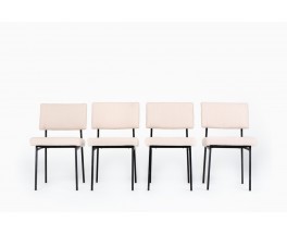 Gerard Guermonprez chairs metal and linen edition Magnani 1950 set of 4