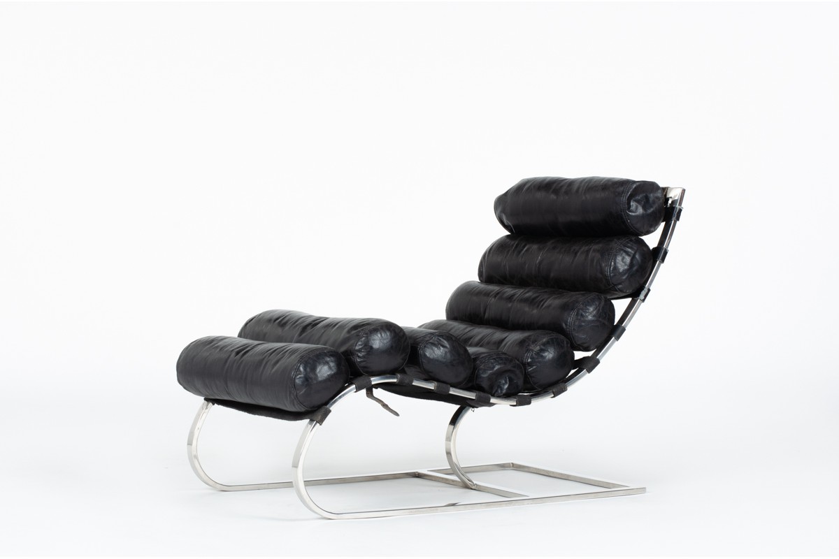 Black leather and chrome chair new arrivals