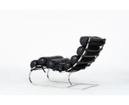 Lounge chair in chrome and black leather 1970