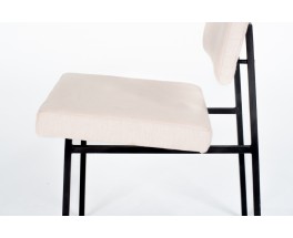 Gerard Guermonprez chairs metal and linen edition Magnani 1950 set of 4