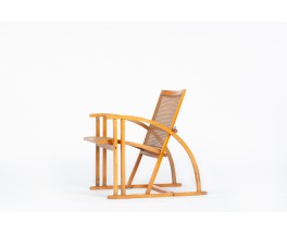 Pascal Mourgue armchair beech and caned edition Triconfort 1983