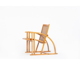 Pascal Mourgue armchair beech and caned edition Triconfort 1983