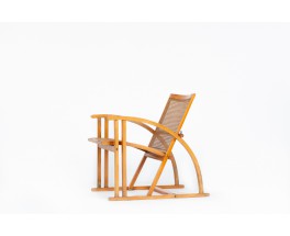 Pascal Mourgue armchair beech and caned edition Triconfort 1983