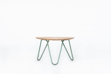 Jacques Hitier coffee table metal and wood edition Tubauto 1960