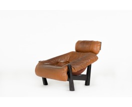 Fauteuil Gérard Van Den Berg bois et cuir édition Montis 1970