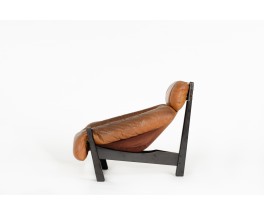 Fauteuil Gérard Van Den Berg bois et cuir édition Montis 1970