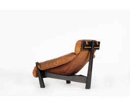 Fauteuil Gérard Van Den Berg bois et cuir édition Montis 1970