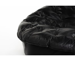 Sofa in black leather 1970