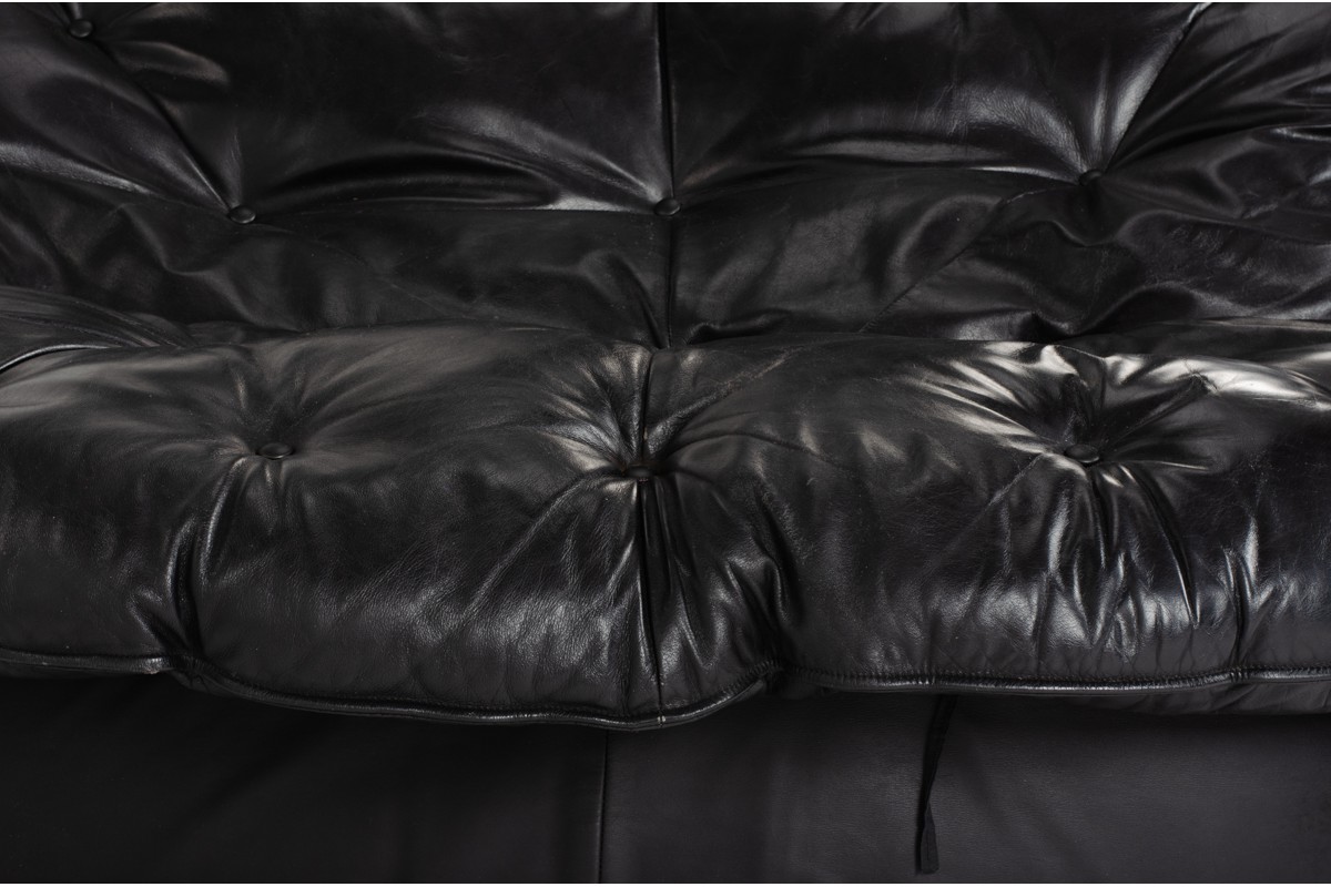 Canapé en cuir noir 1970