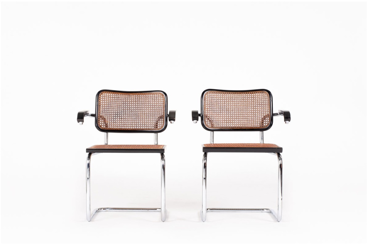 Marcel Breuer armchairs model Cesca B64 edition Thonet 1970 set of 2