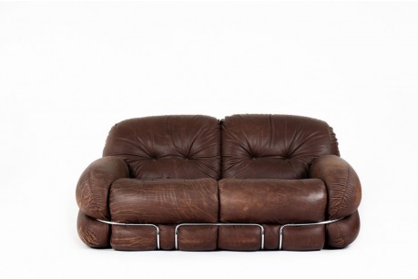 Canapé Adriano Piazzesi modèle Okay en cuir 1970