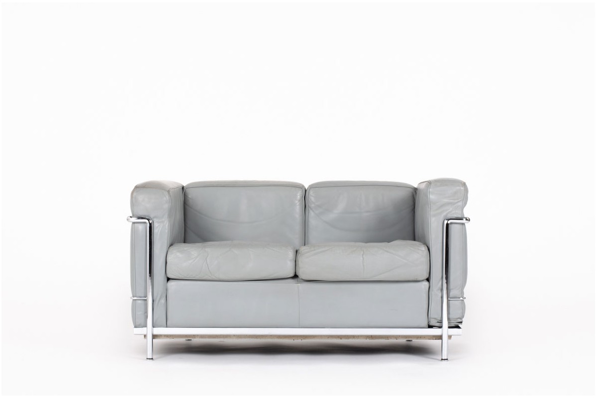 Le Corbusier sofa model LC2 in leather edition Cassina 1970