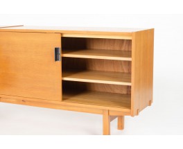 Andre Simard sideboard in ash veneer and black metal 1955