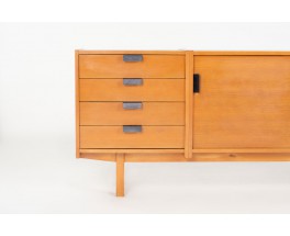 Andre Simard sideboard in ash veneer and black metal 1955